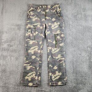 Y2K Army Camo Cargo Pants Juniors 11/30 Grunge Skater Punk Ankle Crop Utility